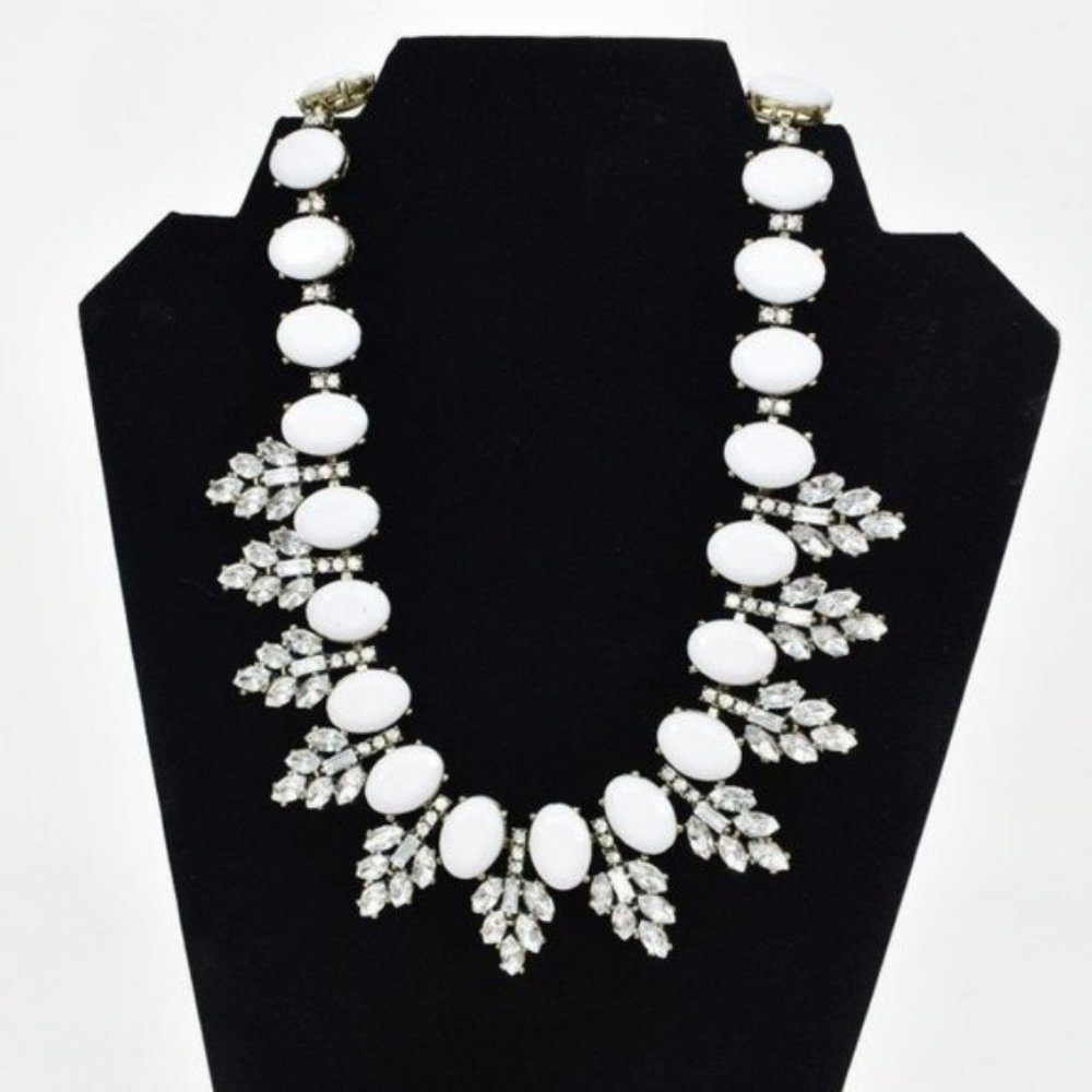 White crystal deco vintage princess necklace